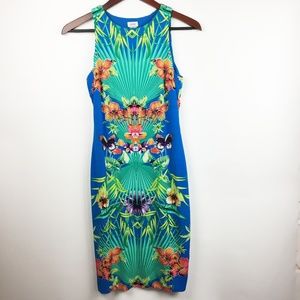 Cache Womens S Tropical Floral Palm Print Sheath